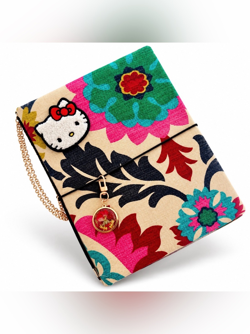 Floral Hardcover Junk Journal/Scraobook in Pink, Green, Red